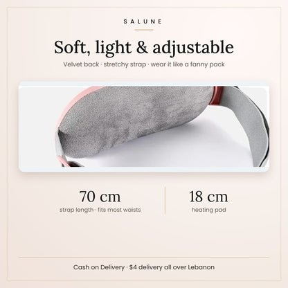 Salune heating belt size: 70 cm strap and 18 cm heating pad