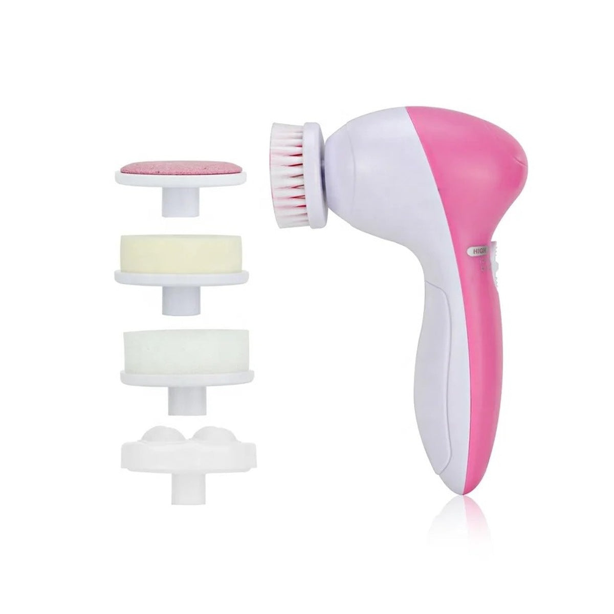 Salune Pink Glow facial cleansing brush with 5 heads