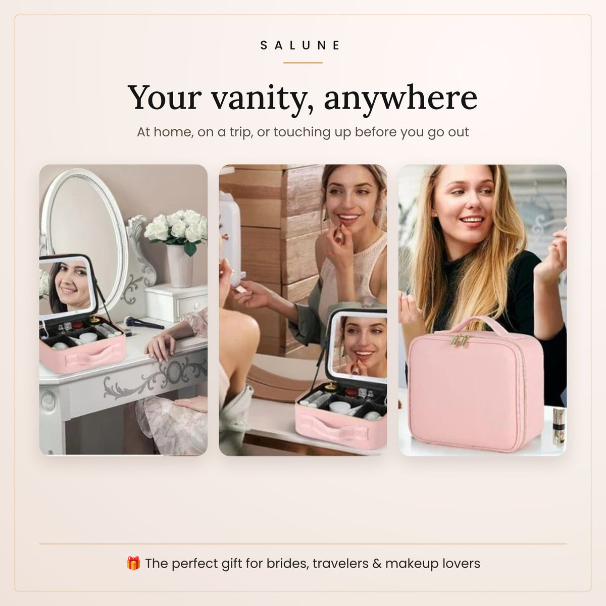 LED makeup bag used at home and on the go